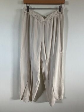 Eileen Fisher Ivory Bone Pants 100% Silk Straight Leg Medium